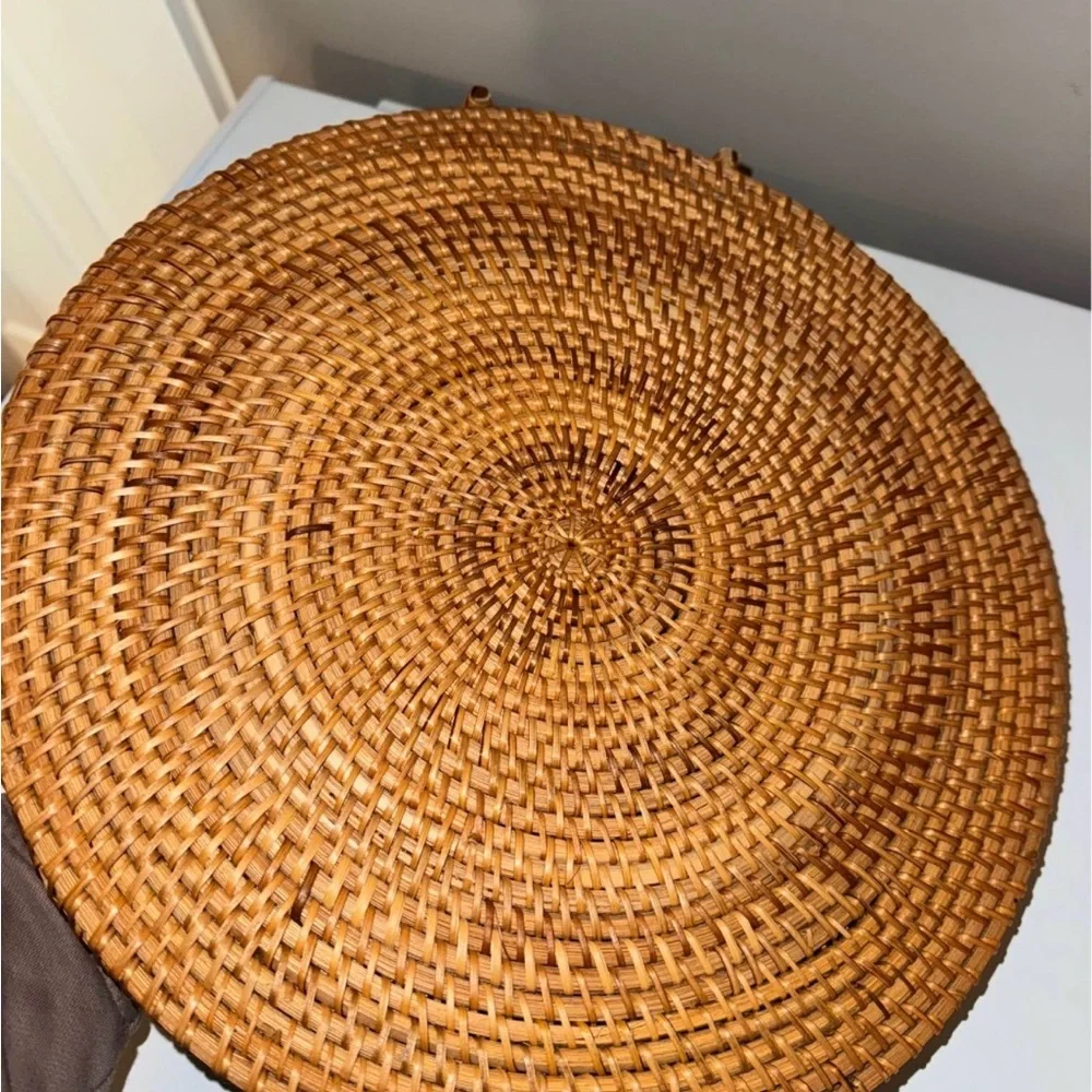 Williams Sonoma Round Woven Serving Tray with Handles